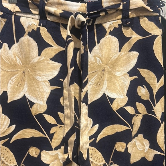 JOIE Linen Blend Wide Leg Flare Tropical Print Cropped Palazzo Pants Size 2 - Picture 3 of 11